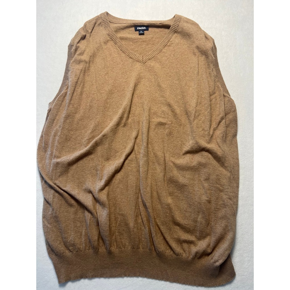 KingSize 6XL Big Sweater Vest Classic Preppy Tan Cotton Wool V-Neck Academia Y2K